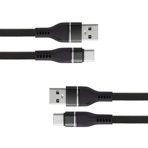 1 Meters 2 Pack 3.3 Feet Bemz USB Cables Compatible with OnePlus 8 Pro Bundle: Heavy Duty Reinforced Connector Nylon Braided USB Type-C to USB-A Cables - Black 
